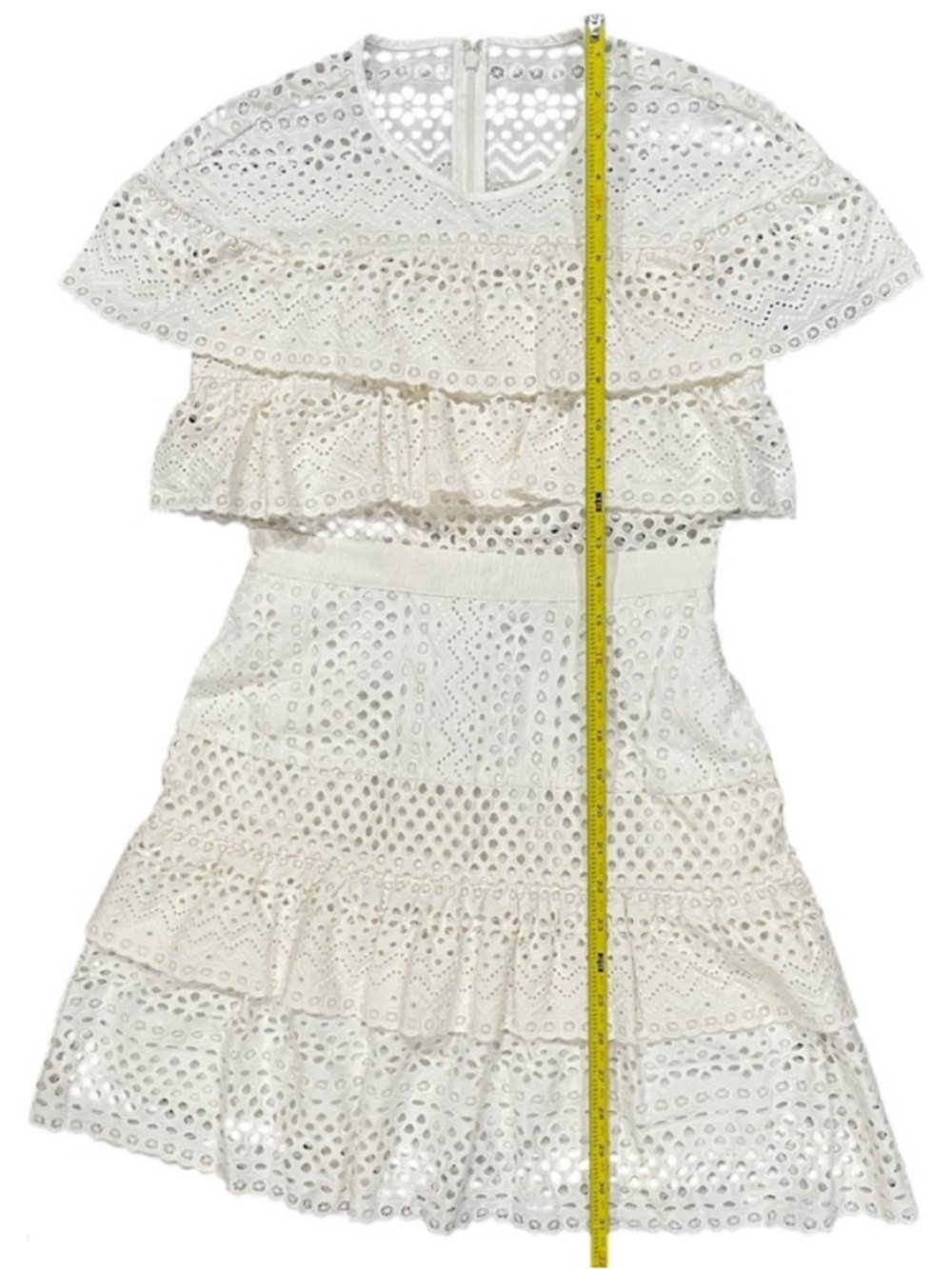 SELF PORTRAIT Off White Lace Cotton Mini Dress Small - Picture 13 of 13